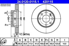 2x Bremsscheibe ATE 24.0120-0115.1 für ASTRA OPEL ASCONA CC KALOS CHEVROLET AVEO