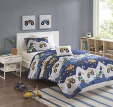 Intelligent Design Kids Nash Reversible Quilt Set Truck 4 Piece SZ Full/Queen