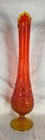 VTG Fenton Signed Amberina Hobnail Swung Rosebud Tall Glass Vase 22"