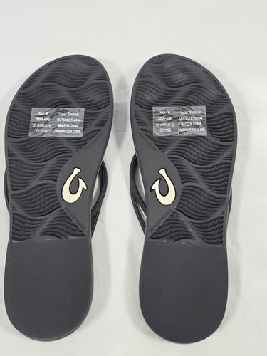 WOMEN'S OLUKAI BLACK 'AKA KNOTTED STRAPS BEACH/POOL FLIP FLOP SANDALS SIZE 9 NWT - Picture 7 of 11