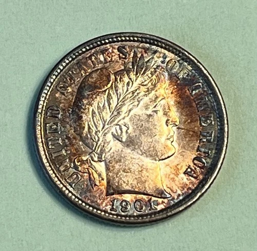1901 Gem BU Beautifully Toned Barber Dime