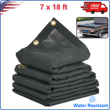 7x18 ft Dump Truck Mesh Tarp With 5.5" 18oz Double Pocket, Brass Grommets, Black