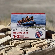 AIRHEAD HYDRO-X 3 Inflatable 1-3 Rider Boat Towable Water Tube 70-in
