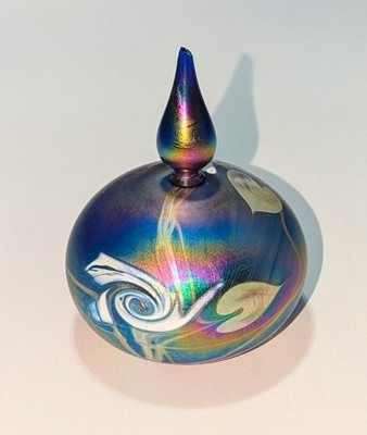 Vtg Mt St Helens Ash Blown Glass Perfume Bottle With Stopper Signed Numbered '83