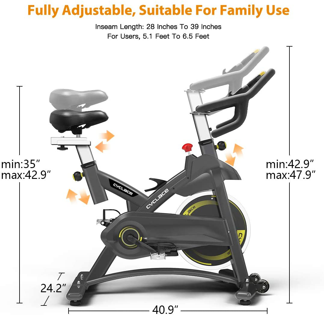 cyclaceフィットネスバイクブラック CYCLACE EXERCISE BIKE STATIONARY, 330LBS CAPACITY - BLACK