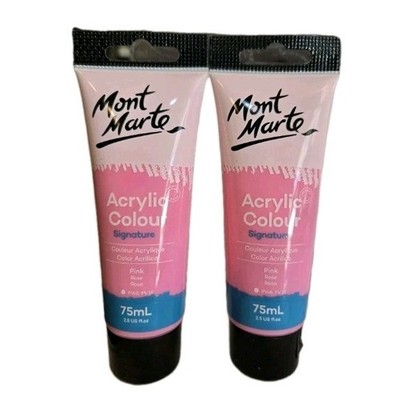 2 Mont Marte Acrylic Colour Signature Paint 75 ml Each Pink Rose Tube Smooth