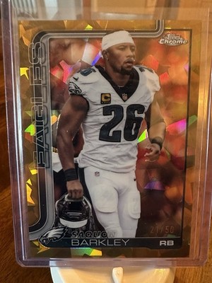 SAQUON BARKLEY 2025 TOPPS CHROME SAPPHIRE GOLD /50 #248 Photo Image Variation