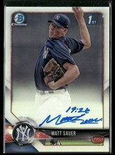 2018 Bowman #CPA-MSA Matt Sauer Chrome Prospect Autographs Refractor #/499