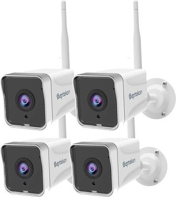 4 Pack Outdoor Security Camera 2K，WiFi Cameras for 4 Pack, White