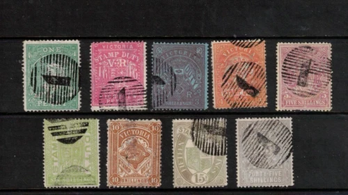 VICTORIA Stamp Duties  ( 9 stamps)  Fine Used