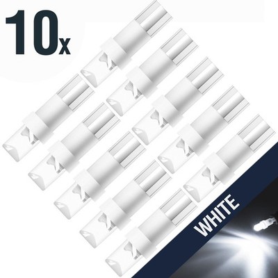 LED T5 W1.2W Tachobeleuchtung weiß 12V Glühbirne KFZ Armaturenbeleuchtung 10x