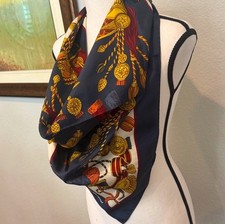 Authentic Etienne Aigner Navy and Gold Scarf