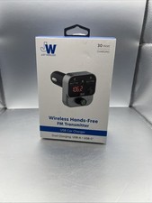 Bluetooth FM Transmitter with USB-C and USB-A Charging Port - Black - Open Box