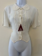 The Seamstress Of Bloomsbury Andrea Blouse In Cream Size 12 BNWT RRP £44.00