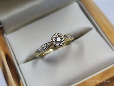 9ct Gold Ring With   Diamond  Size I Hallmarked Sweet Gift 