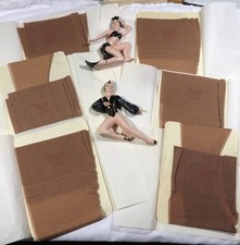 6 Pair NOS Vtg Millay 454 Walking Sheer FF Cuban SEAMED STOCKINGS sz 9.5 27"