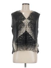 Halston Heritage Women Black Sleeveless Silk Top 6
