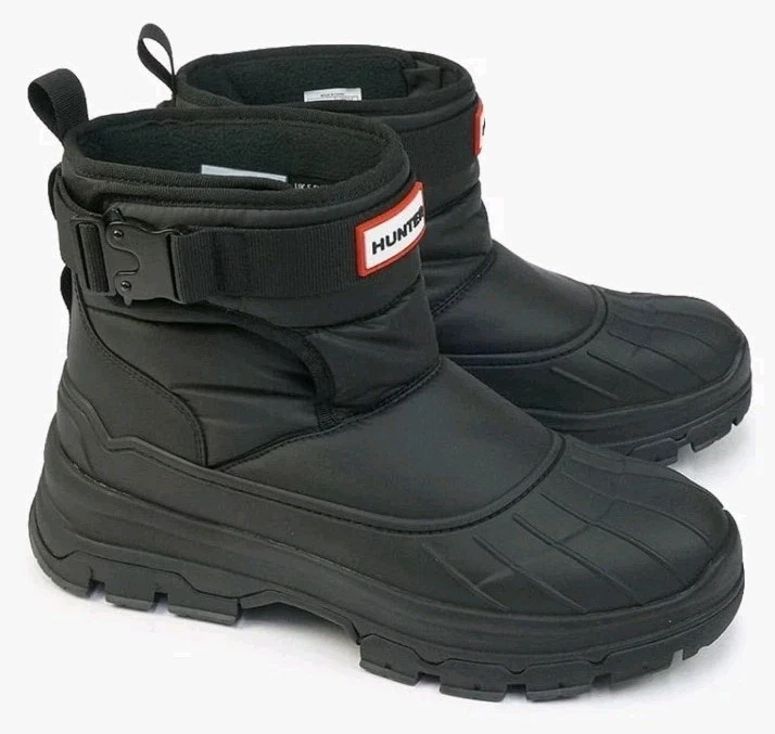 Hunter Original Intrepid Small Buckle Waterproof Ankle Snow Boots Black uk 12