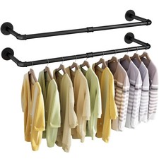 UlSpeed 24in Wall Mounted Industrial Pipe Clothing Rack - 135lbs Capacity