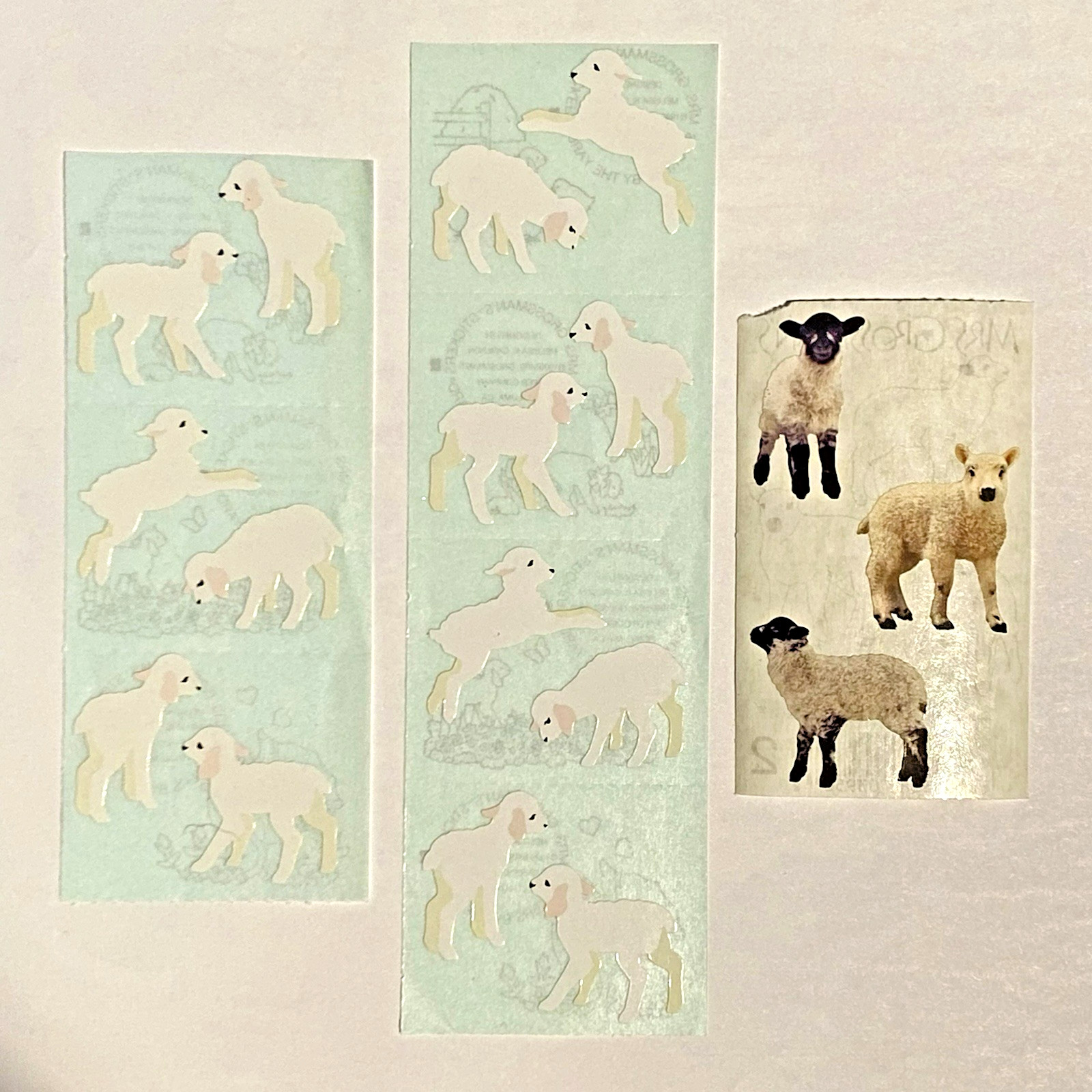 Vintage Mrs Grossman's Stickers 1990 Lamb + 2005 Photoessence Little Lambs