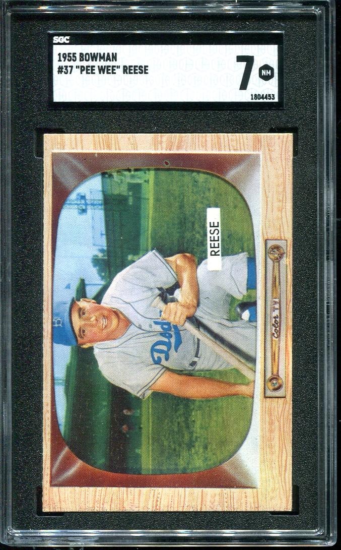 1955 Pee Wee Reese Bowman #37 Brooklyn Dodgers SGC 7 NEAR MINT