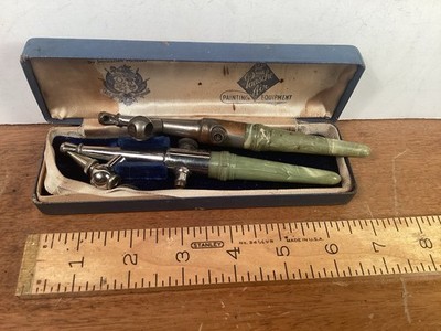 VINTAGE USED EARLY PAASCHE TYPE H PROFESSIONAL AIR BRUSH W/CASE & Parts