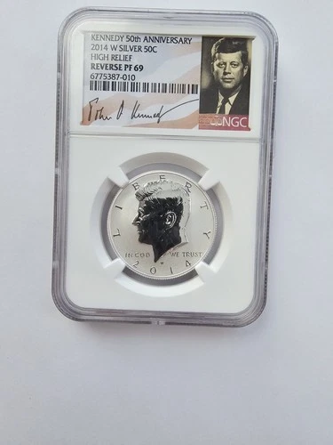 SILVER 2014 W PF69 REVERSE PROOF KENNEDY HALF DOLLAR NGC WEST POINT 90% AG COIN