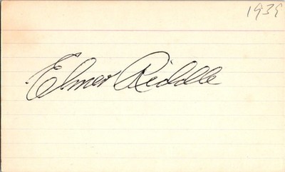 -Elmer Riddle- (d.1984) Signed/Autograph/Auto Index Card Cincinnati Reds MLB