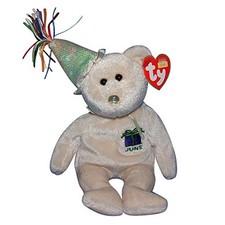TY Beanie Baby - JUNE the Teddy Birthday Bear w/ hat