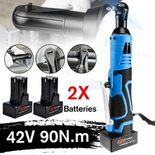 Electric Cordless Ratchet 38 Right Angle Wrench Impact Power Tool 2 Batteries Electric Cordless Ratchet 38 Right Angle Wrench Impact Power Tool 2 Batteries