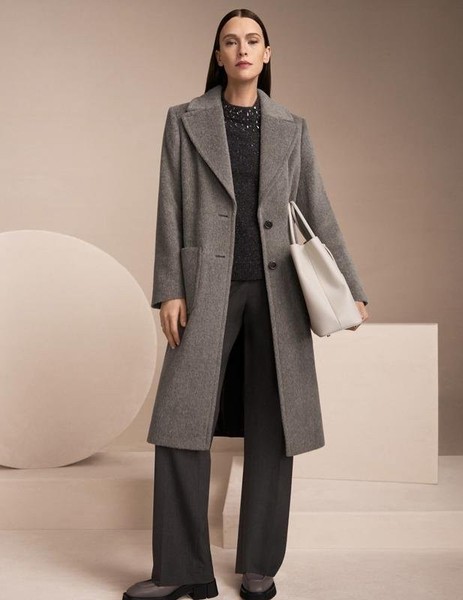 Women Marc Cain Coat Grey Alpaca 36