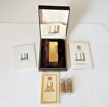 Vintage Dunhill Rollagas Lighter Gold Plated w/Box, Paperwork & Extra flints. 