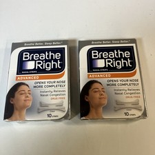 2 Boxes Breathe Right Advanced Clear Nasal Strips 10 Strips Per Box New A1