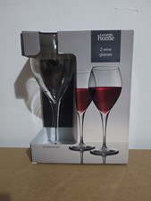 Pair Of Boxed George Home Wine Glasses. Brand New Boxed Unusual Red Swirl Design
