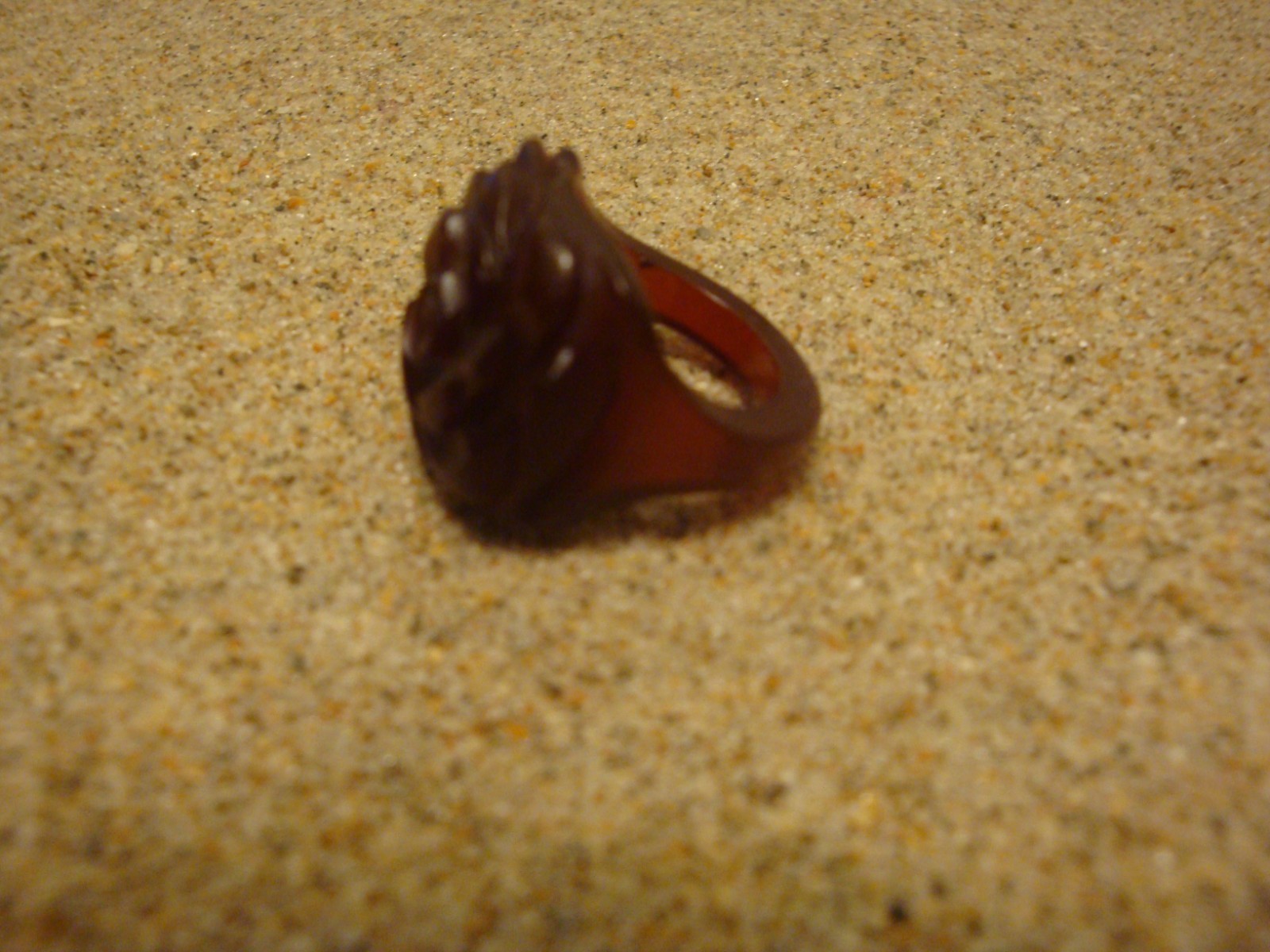 Vintage Bakelite Ring! Semi Translucent Amber; Ro… - image 2