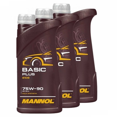 3x 1 Liter 75W90 MANNOL Basic Plus 75W-90 API GL 4+ Getriebeöl Öl Schaltgetriebe