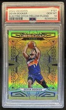 2022-23 Panini Obsidian Devin Booker Electric Etch Yellow Flood #/10 Suns PSA 10