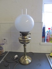 Vintage Electric Light In Style Of Old Oil Lamp Metal Glass & Ceramic LOFT FIND