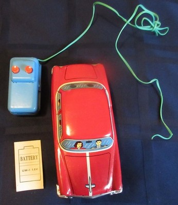 Vtg KO Japan Battery Operated Red Buick Roadmaster For Parts Repair Wire Broken
