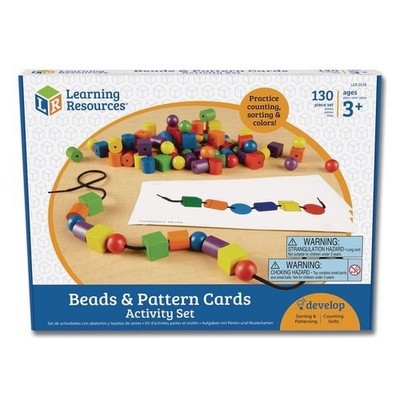 Learning Resources Beads and Pattern Card Set, Grades Pre-K to 2, 130 Pieces