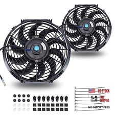 12 Inch Universal Slim Fan Push Pull Electric Radiator 12V 12 Inch-Black-2PCS