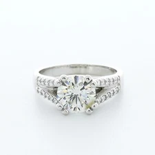 2.16ctw Lab-Created Diamond H/SI2 Round Cut 14K Gold Prong Wide Band Accent Ring