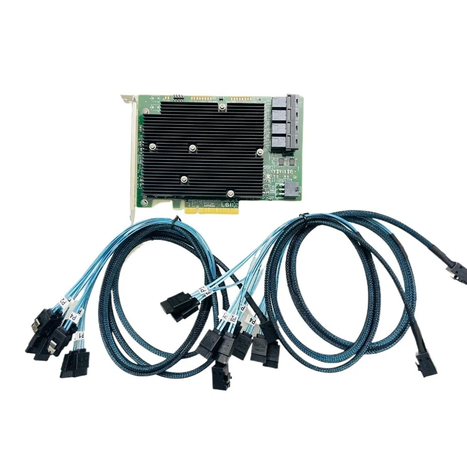 LSI IT Mode 9300-16i 16-port SAS9300-16I 12GB/s Host Bus Adapter W CABLES US - Image 2 of 4