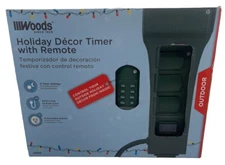 Woods 59850 Holiday Decor Timer Yard Stake & Remote, 10ft, 6 Grounded Outlets