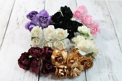72pc Miniature Paper Art Craft Flower Rose Bouquet Scrapbook DIY