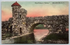 Millbrook New York~Hand Colored Danheim Stone Bridge~c1910 Postcard