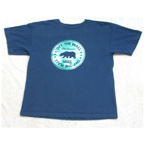 XL Vans Off The Wall Short Sleeve Boys Blue Graphic T-Shirt Cotton X-Large 1676 - Picture 1 of 4