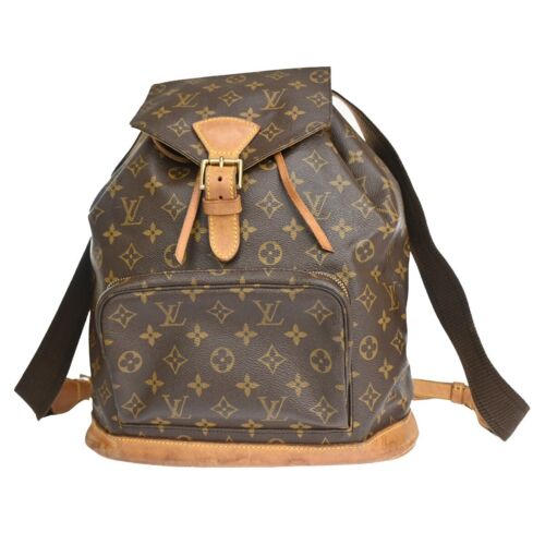 LOUIS VUITTON Montsouris GM Backpack Bag Monogram Leather Brown M51135 77FA414 - Picture 1 of 18