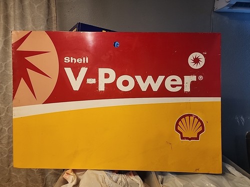 Large Vintage Original 24x36 SHELL V-Power Oil Metal Gas Sign | eBay
