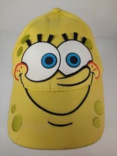 Spongebob Square Pants Kids Hat Silicone Eyes Embroidered Face Yellow Adjustable